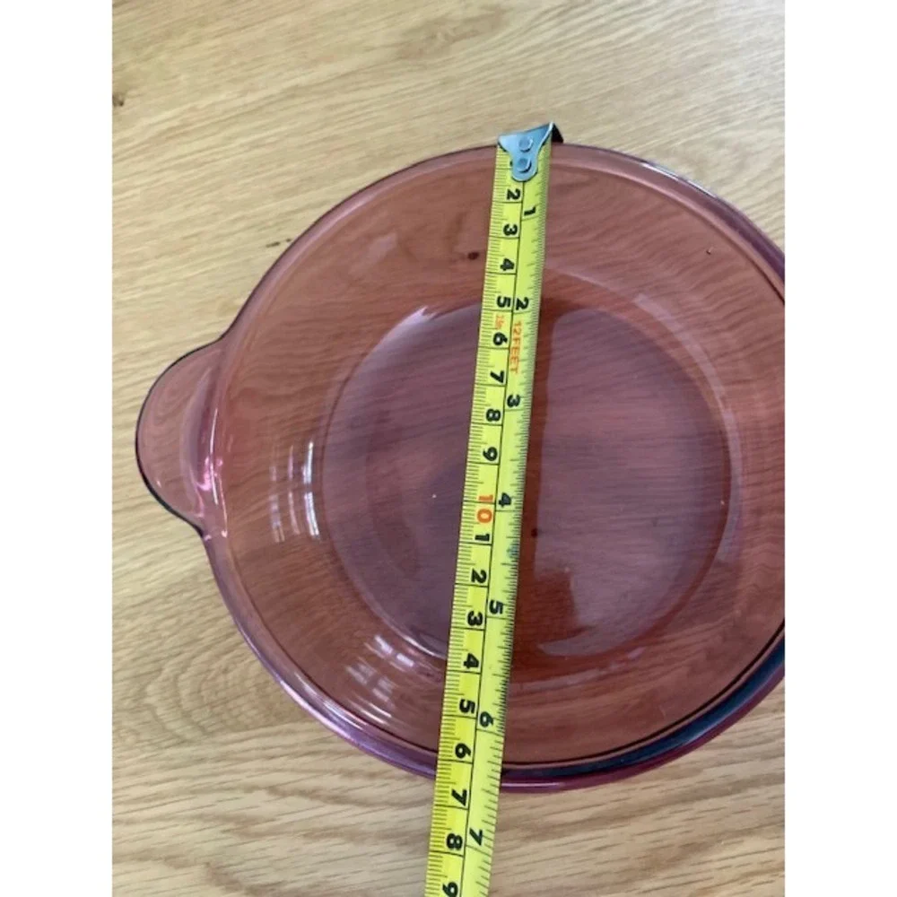 Corning Vision Ware PYREX Cranberry Grab-It Bowl V-240-B Lid P-240-C Vintage